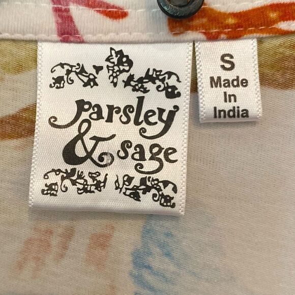 Parsley & Sage Sz S Tropical Underwater Fish Print Artistic Collar Button Shirt - Picture 4 of 5